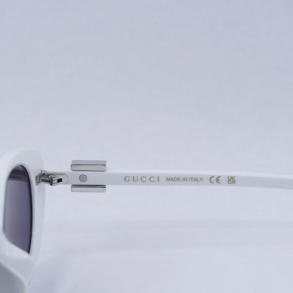 Gucci GG1684SA 006 Sunglasses White Oval Frame, Grey Lenses main image 5